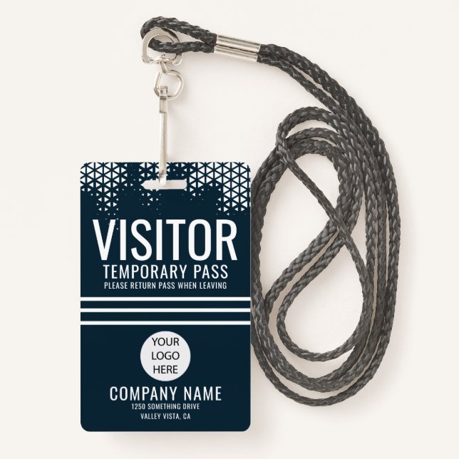 Visitor Blue Company Logo Visitor Pass ID ID Badge (Front with Lanyard)