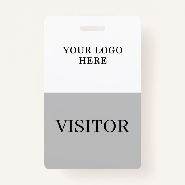 Visitor ID in White & Grey Vertical Customise ID Badge (Front)