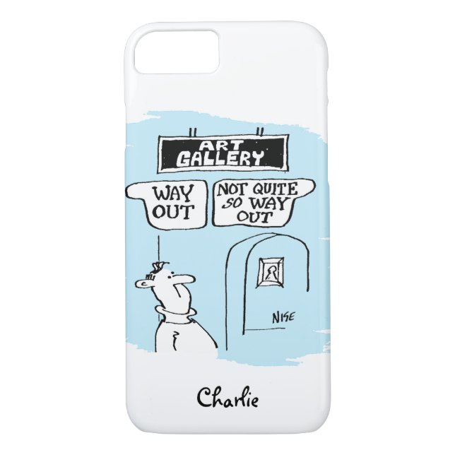 Visitor is bemused by signs in an art gallery Case-Mate iPhone case (Back)