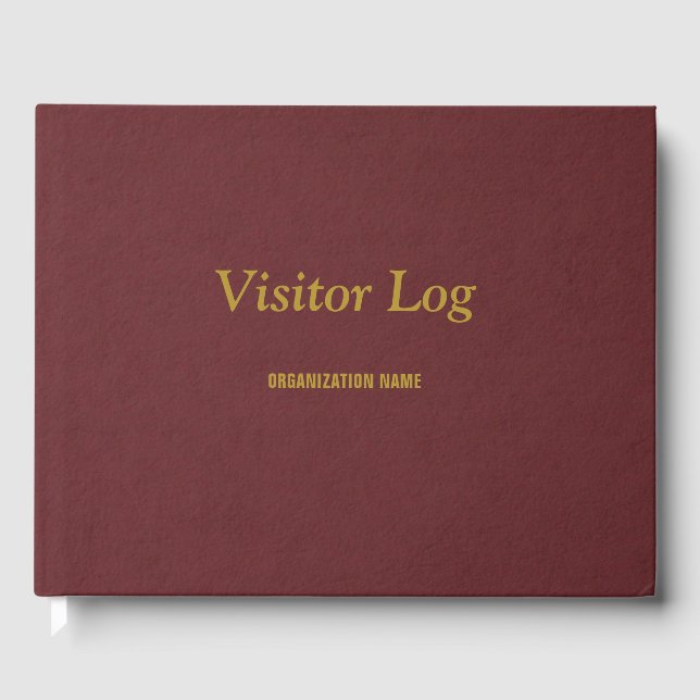 Visitor Log Professional Burgundy Faux Leather Guest Book (Front)