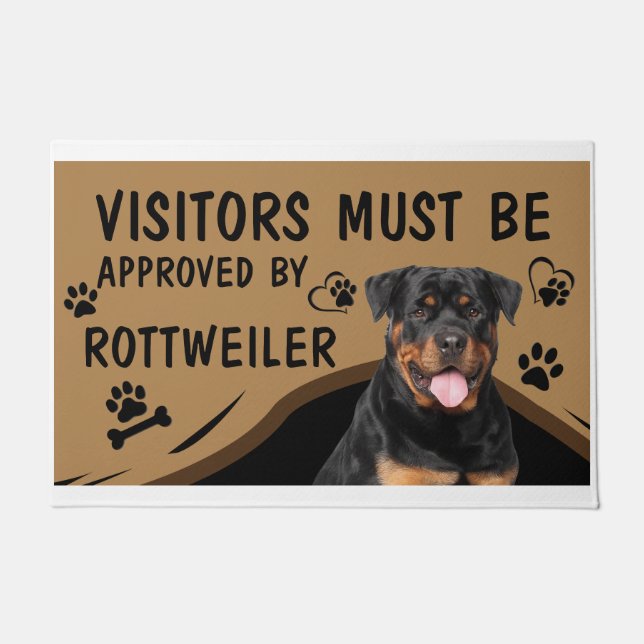 Visitor Must Be Approved By Rottweiler Doormat (Front)