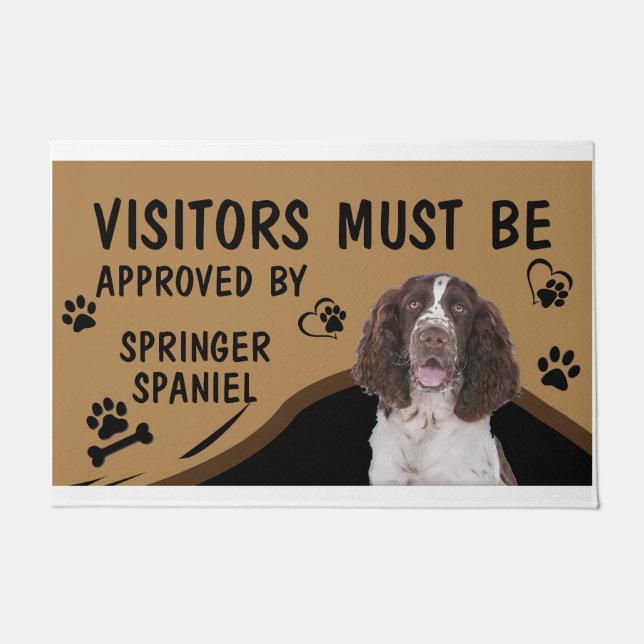 Visitor Must Be Approved By Springer Spaniel Dog  Doormat (Front)