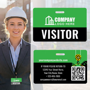 Visitor Pass ID Logo Construction Green Custom ID Badge