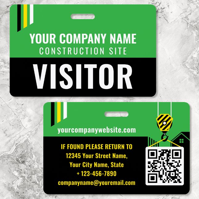 Visitor Pass Security ID Construction Site Green Badge (Creator Uploaded)