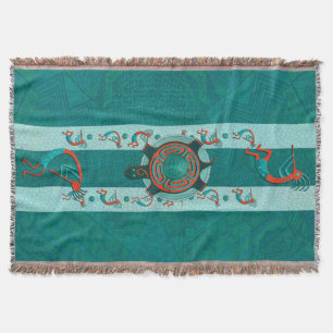 Visitors Anasazi Native Folk Art Throw Blanket