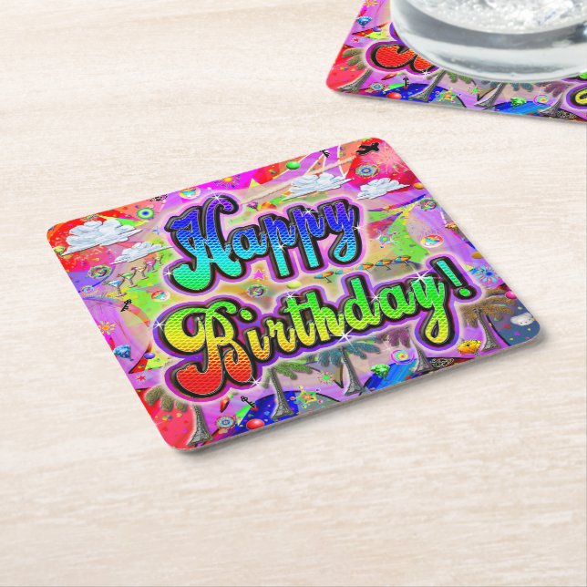 Vista Express Birthday Paper Coaster (Angled)