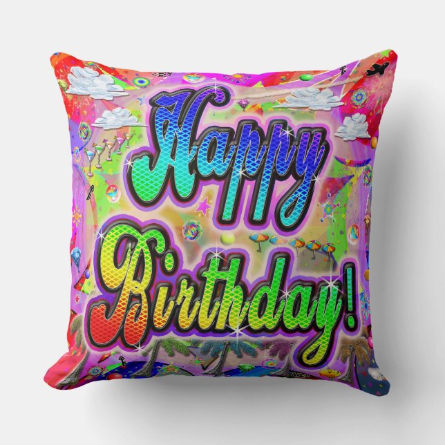 Vista Express Happy Birthday Pillow (Front)