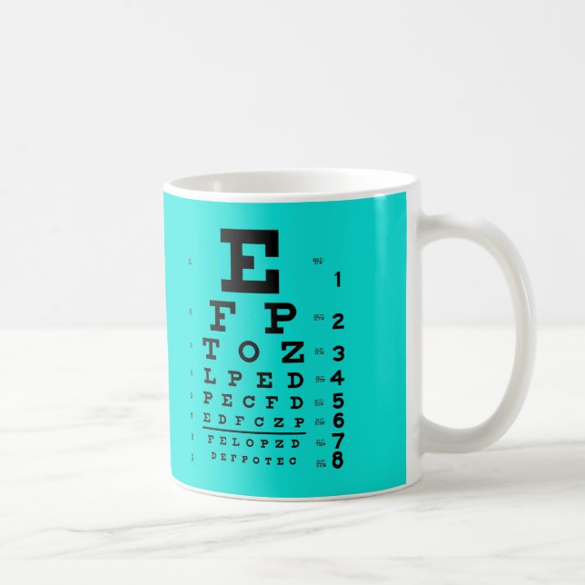 Visual Acuity Test Cyan Ophthalmology Eye Chart Coffee Mug (Right)