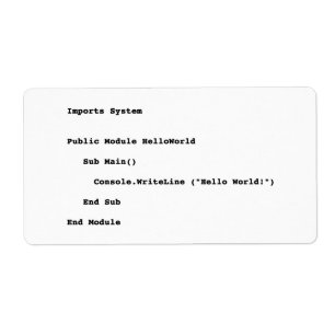 Visual Basic Hello World Greeting