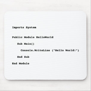 Visual Basic Hello World Greeting Mouse Mat