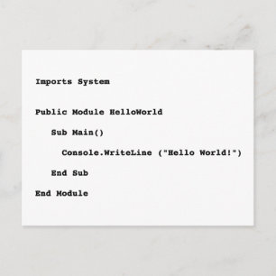 Visual Basic Hello World Greeting Postcard