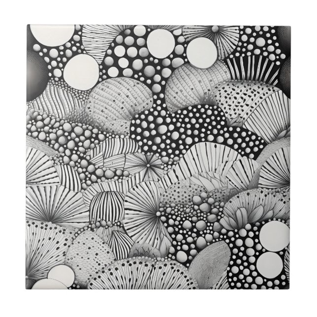 Visual Black White Abstract Contrast Movement Tile (Front)