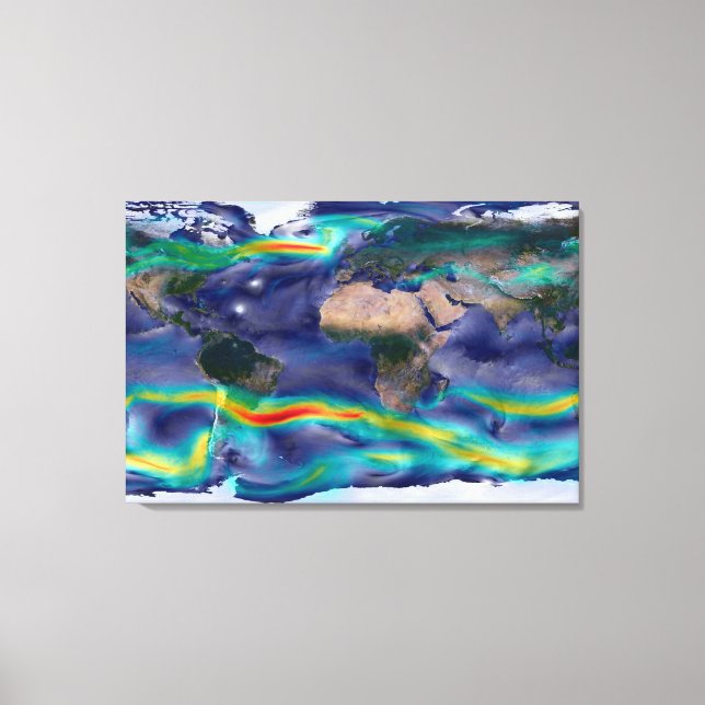 Visualisation Of Global Winds. Canvas Print (Front)