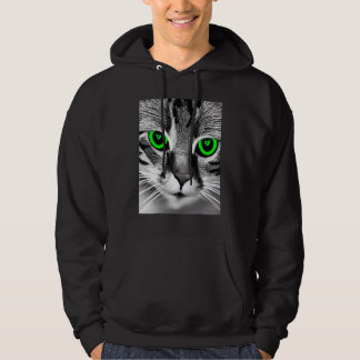 Visually Striking Image of Black & White Cat Green Hoodie