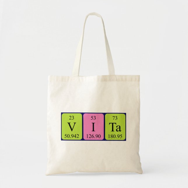 Vita periodic table name tote bag (Front)