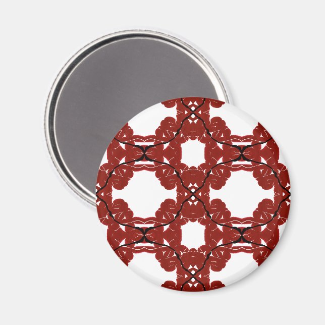 Vitae Red Abstract Acrylic Paint Pour Fluid Art Magnet (Front/Back)