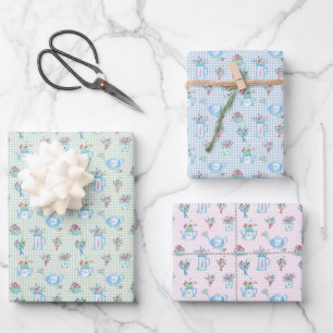 Vitage Garden Tea Party Flowers Wrapping Paper Sheet