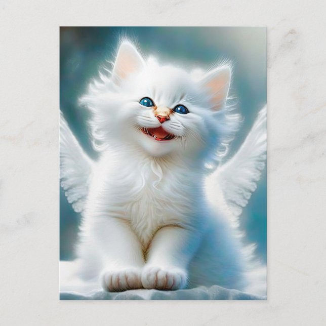 Vitage Kitten Angel Postcard (Front)