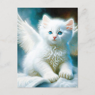 Vitage Kitten Angel Postcard