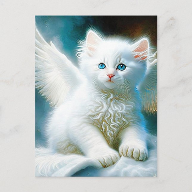 Vitage Kitten Angel Postcard (Front)