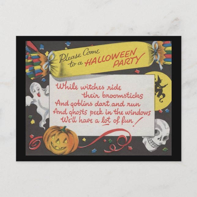 Vitage Spooky Halloween 4 Postcard (Front)