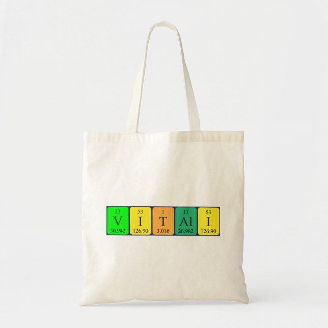 Vitali periodic table name tote bag (Front)