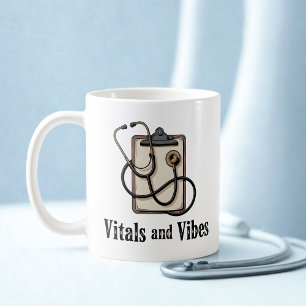 Vitals and Vibes   Healthcare Humor Design   Coffee Mug
