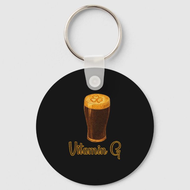 Vitamin Beer Lucky Shamrock Funny Patrick’s Day Me Key Ring (Front)