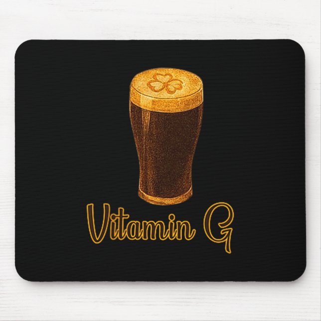 Vitamin Beer Lucky Shamrock Funny Patrick’s Day Me Mouse Mat (Front)
