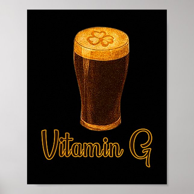 Vitamin Beer Lucky Shamrock Funny Patrick’s Day Me Poster (Front)
