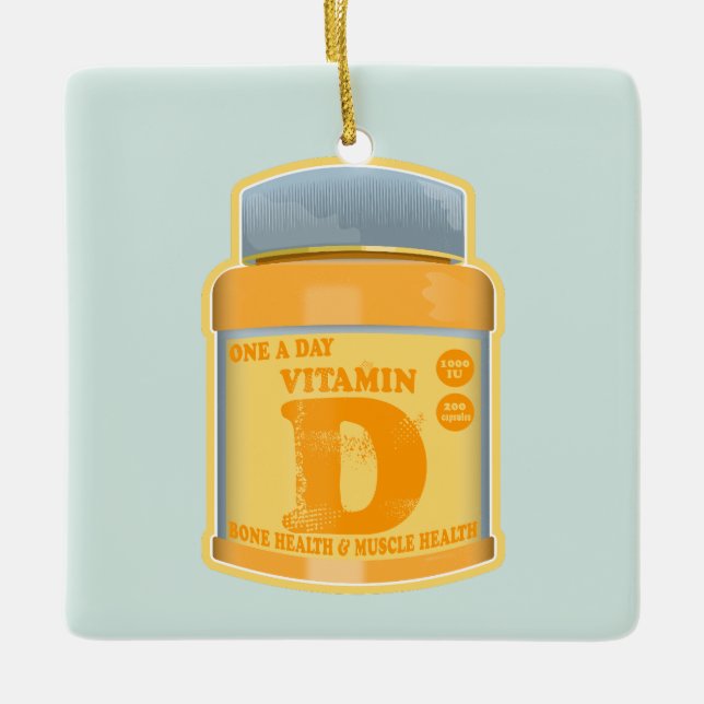 Vitamin D capsules health and well-being Ceramic Ornament (Front)