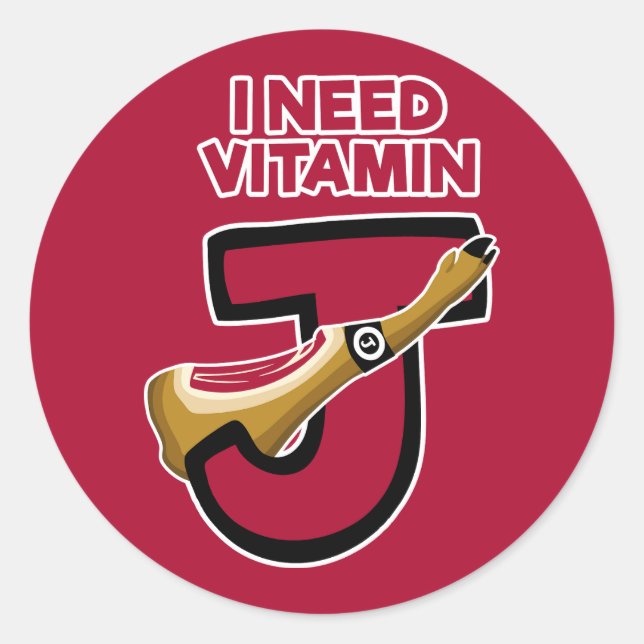 Vitamin J Classic Round Sticker (Front)
