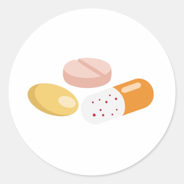 Vitamin Pills Classic Round Sticker (Front)