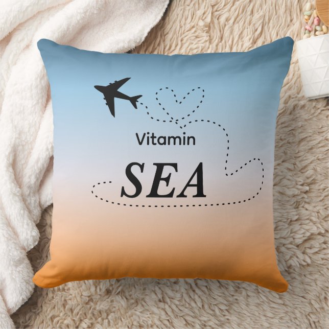 Vitamin Sea Orange Summer Colour Throw Pillow (Blanket)