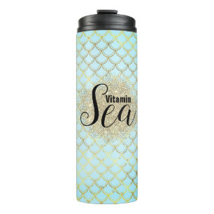 Vitamin Sea Pale Blue Green Mermaid Scales Thermal Tumbler