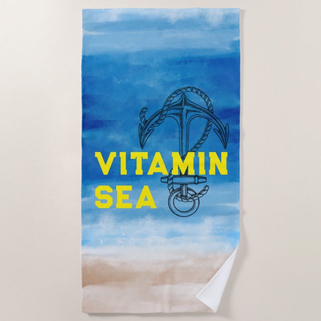 "Vitamin Sea – Perfect for Summer 2025" Beach Towel (Front)