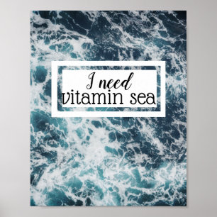 vitamin sea quote poster ocean wall art