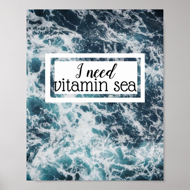 vitamin sea quote poster ocean wall art (Front)