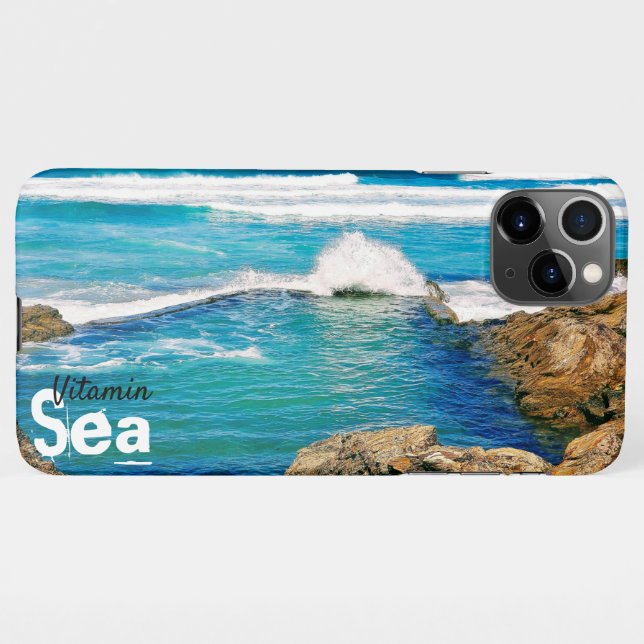 Vitamin Sea, turquoise waves with splash iPhone Case (Back Horizontal)