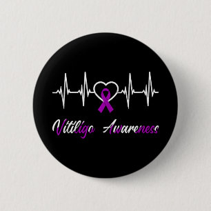 Vitiligo Awareness Heartbeat Love Purple Ribbon Su 6 Cm Round Badge