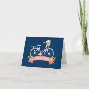 Vitnage Bicycle Floral Navy Blue Coral Thank You