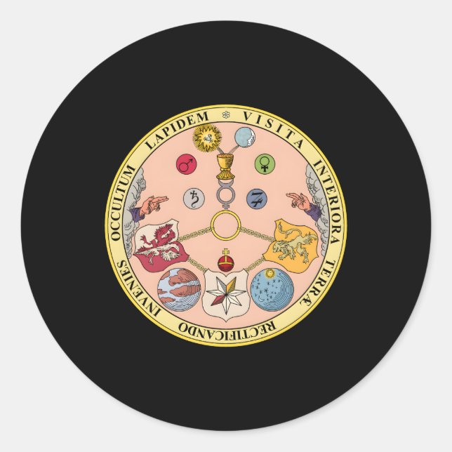 Vitriol Rosicrucian Secret Symbols Alchemy Classic Round Sticker (Front)