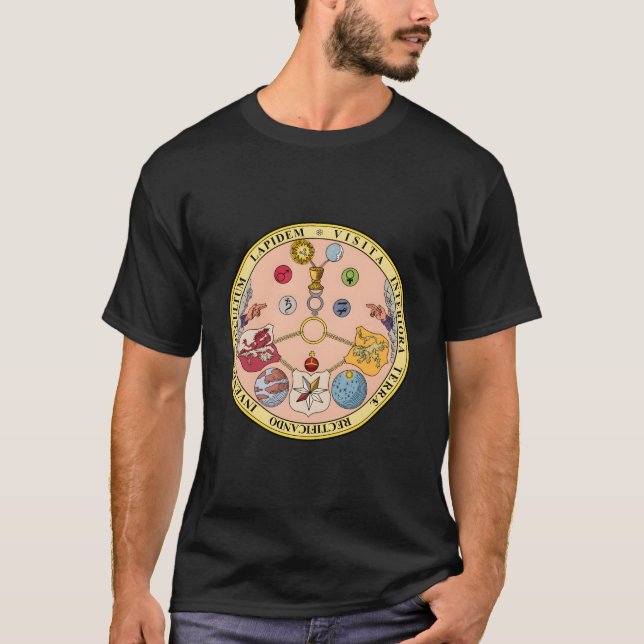 Vitriol Rosicrucian Secret Symbols Alchemy T-Shirt (Front)
