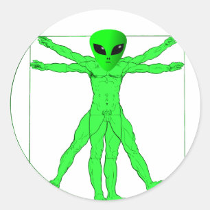 Vitruvian Alien Classic Round Sticker