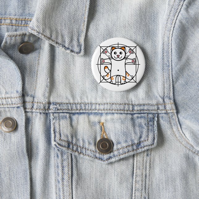 Vitruvian Cat 6 Cm Round Badge (In Situ)
