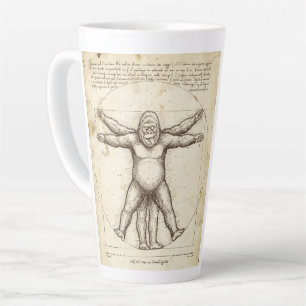 Vitruvian Gorilla:Primate Proportions Blueprint Latte Mug