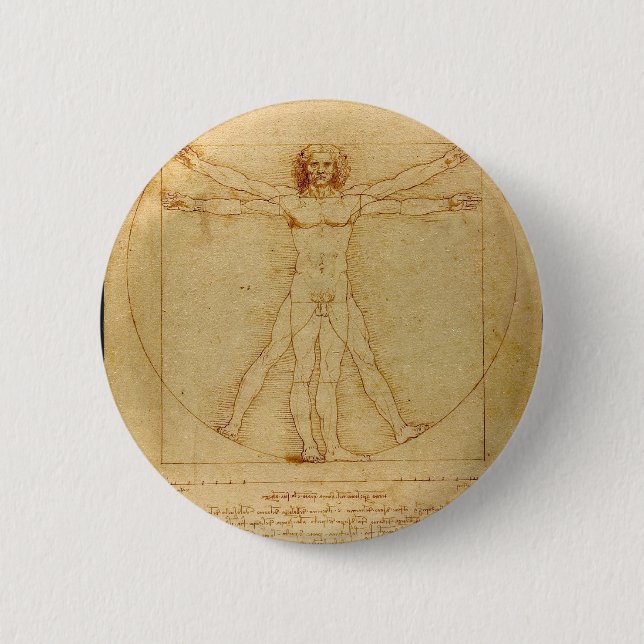 Vitruvian man. 6 cm round badge (Front)