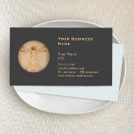 Vitruvian Man Business Card<br><div class="desc">Richly and elegantly design with Leonardo Da vinci's Vitruvian Man. Great card health medical professions specialising in anatomy.</div>