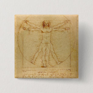 Vitruvian Man by Leonardo Da Vinci 15 Cm Square Badge