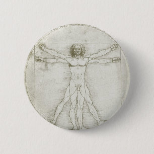 Vitruvian Man by Leonardo da Vinci 6 Cm Round Badge
